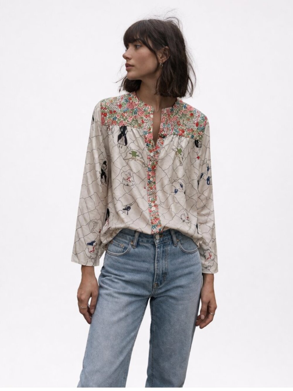 La Prestic Ouiston Jeanne Siren Silk Blouse